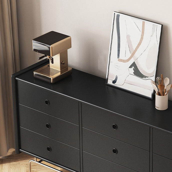 Contemporary Horizontal Double Dresser Black/Gray Dresser with Storage for Home