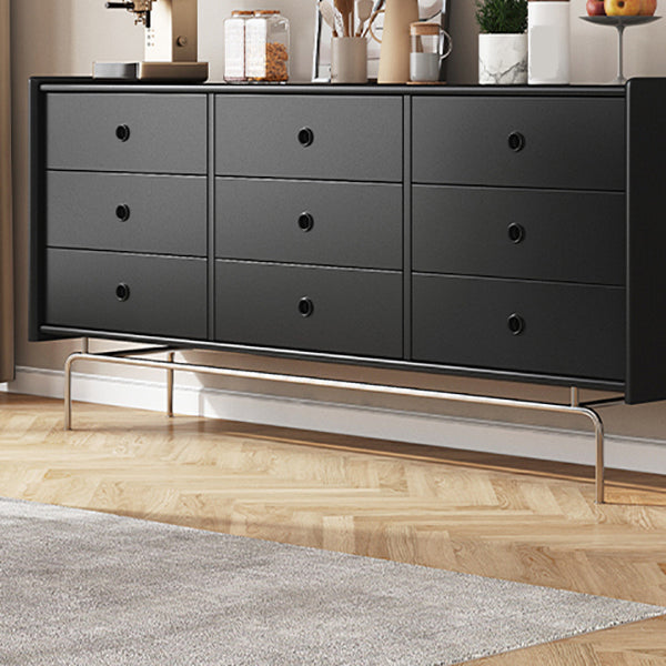 Contemporary Horizontal Double Dresser Black/Gray Dresser with Storage for Home