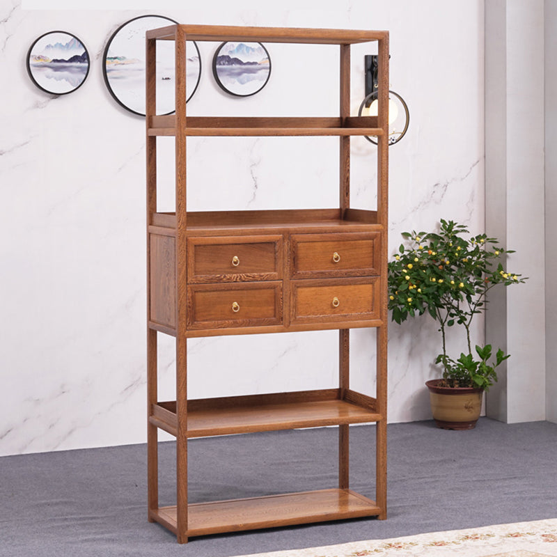 Contemporary Open Back Bookshelf Etagere Wooden Bookcase with Shelves
