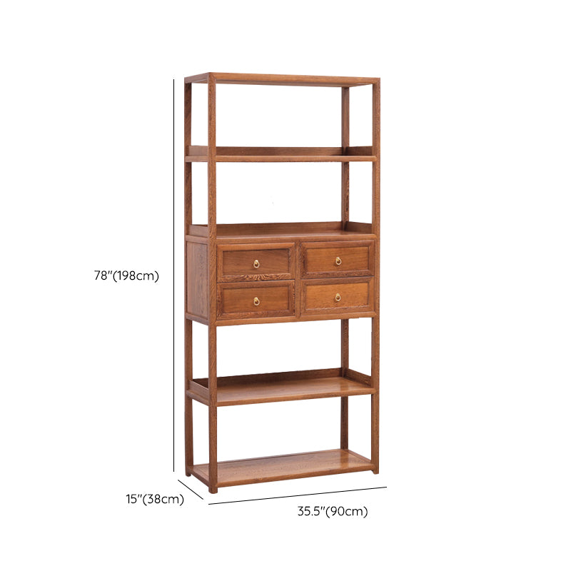 Contemporary Open Back Bookshelf Etagere Wooden Bookcase with Shelves