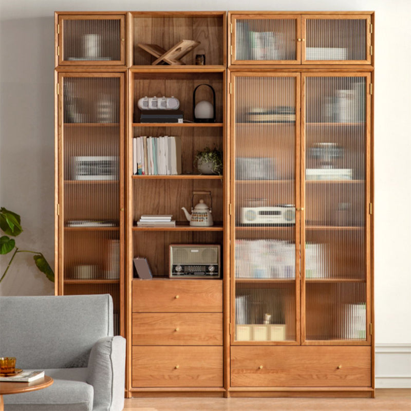 Closed Back Bookcase Standard Wooden Contemporary Natural Bookshelf