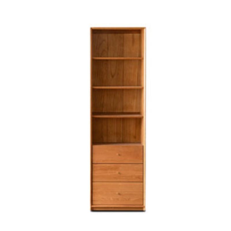 Closed Back Bookcase Standard Wooden Contemporary Natural Bookshelf