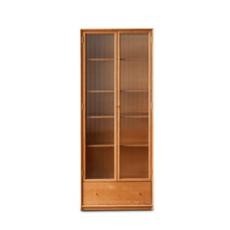 Closed Back Bookcase Standard Wooden Contemporary Natural Bookshelf