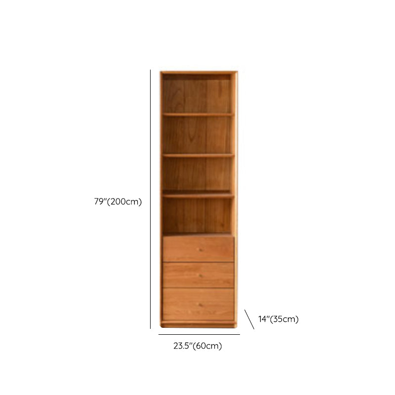 Closed Back Bookcase Standard Wooden Contemporary Natural Bookshelf