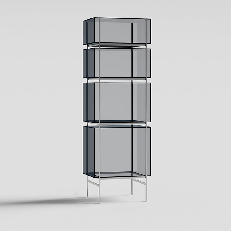 Contemporary Closed Back Standard Bookshelf Acrylic Bookcase with Shelves for Study Room