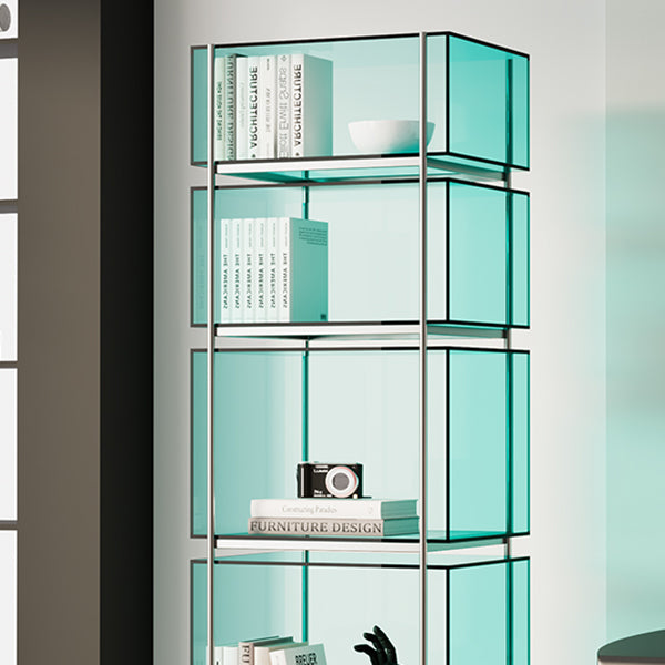 Contemporary Closed Back Standard Bookshelf Acrylic Bookcase with Shelves for Study Room