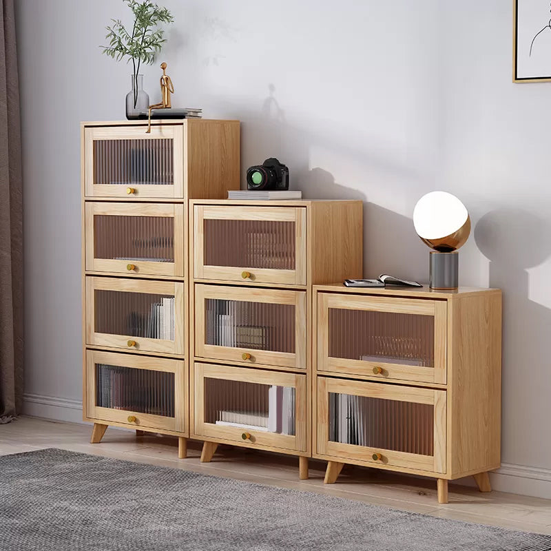 Natural Standard Bookshelf Wooden Modern Closed Back Bookcase