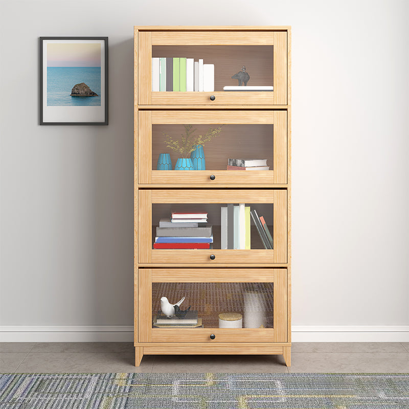 Natural Standard Bookshelf Wooden Modern Closed Back Bookcase