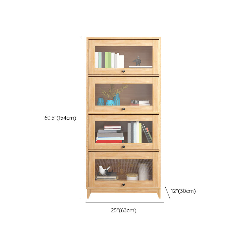 Natural Standard Bookshelf Wooden Modern Closed Back Bookcase