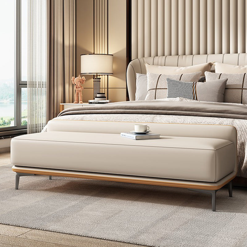 Modern Style Cushioned Seating Bench Rectangle Entryway and Bedroom Bench