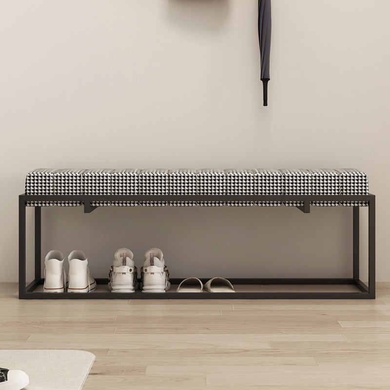 Modern Entryway Bench Cushioned Metal Rectangle Shoe Storage Seating Bench