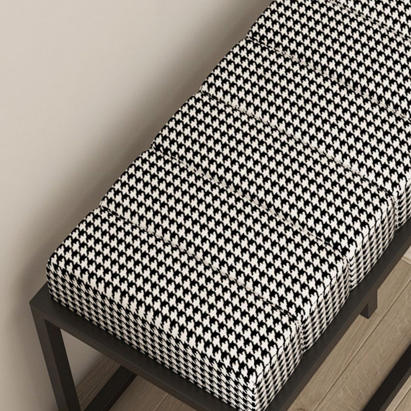 Modern Entryway Bench Cushioned Metal Rectangle Shoe Storage Seating Bench