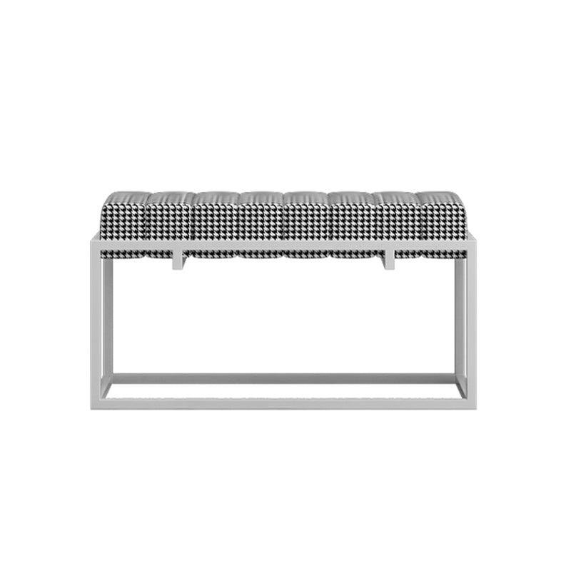 Modern Entryway Bench Cushioned Metal Rectangle Shoe Storage Seating Bench