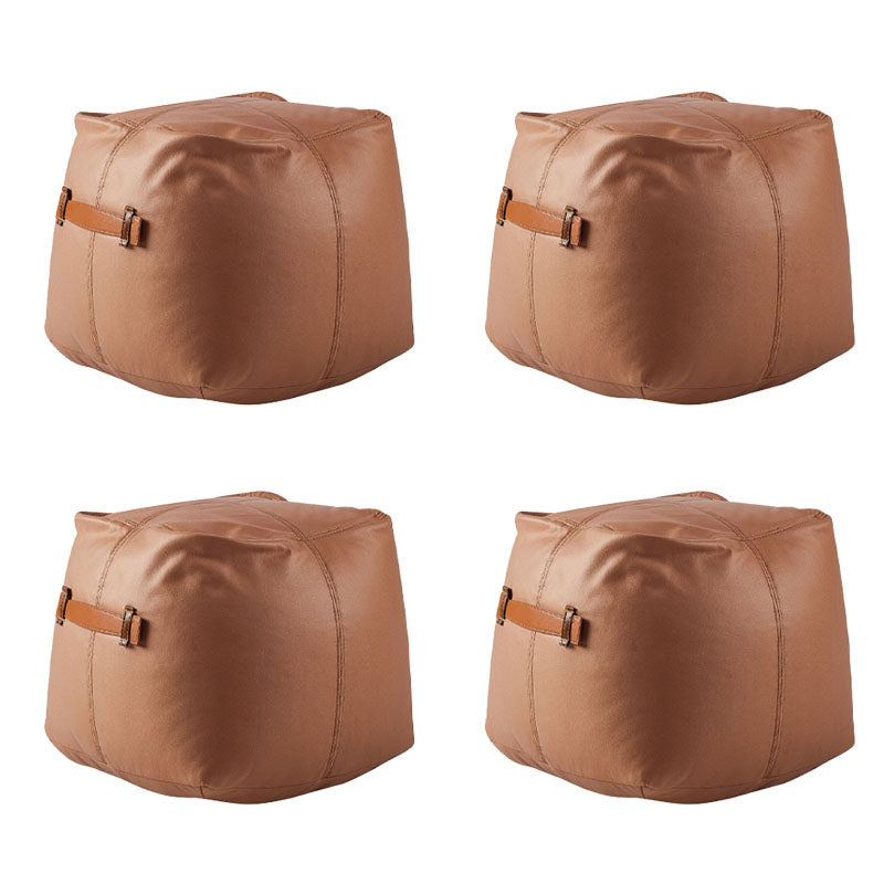 Glam Pouf Ottoman Faux Leather Stain Resistant Upholstered Solid Color Square Ottoman