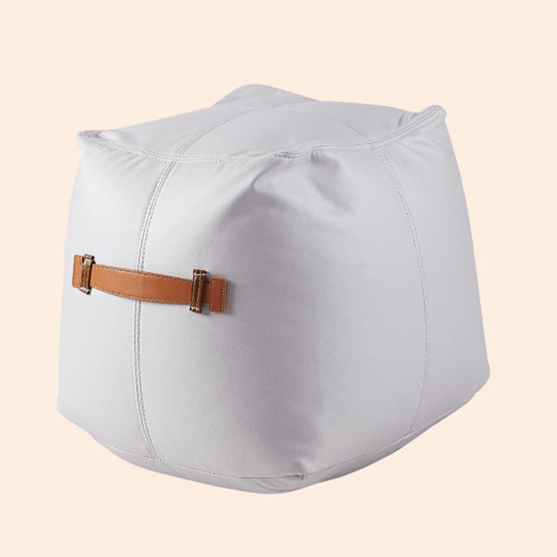 Glam Pouf Ottoman Faux Leather Stain Resistant Upholstered Solid Color Square Ottoman