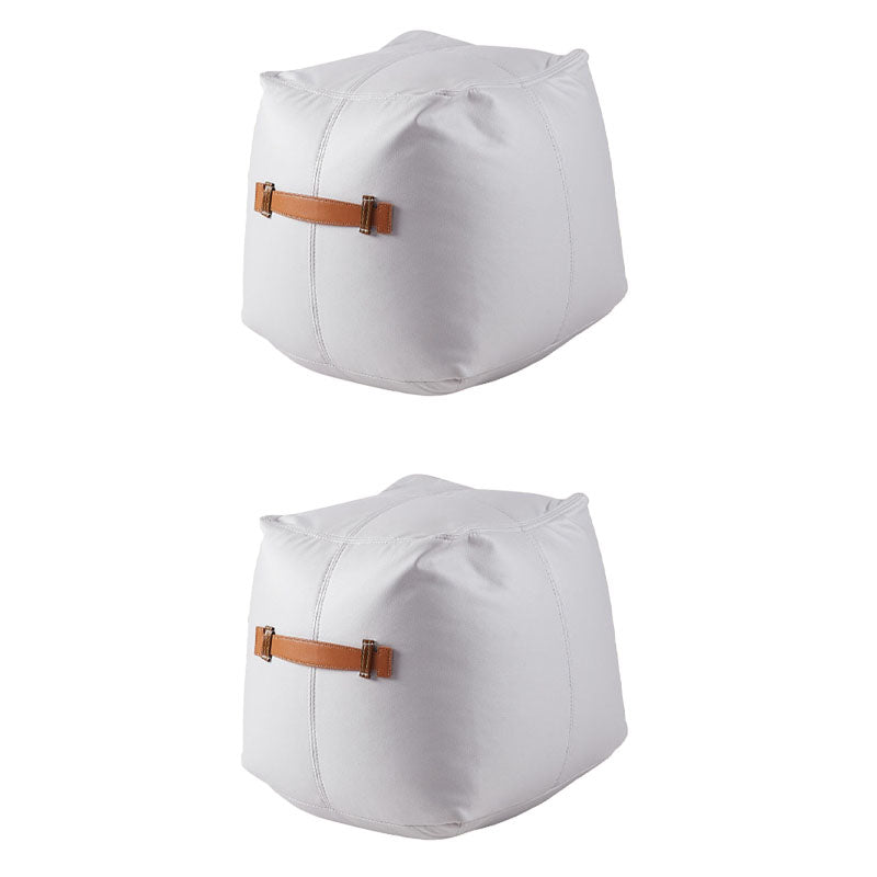 Glam Pouf Ottoman Faux Leather Stain Resistant Upholstered Solid Color Square Ottoman