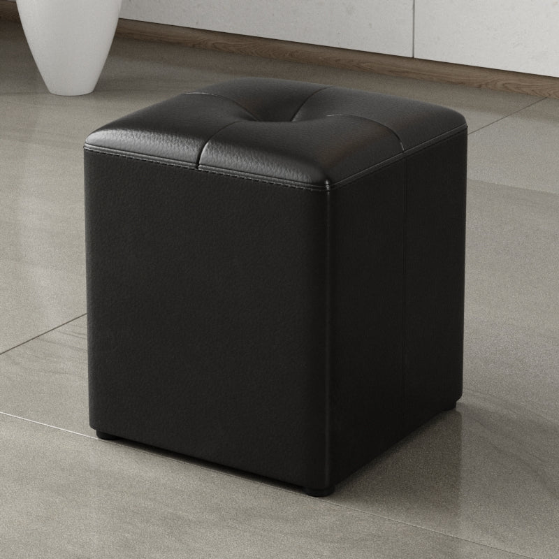 Glam Pouf Ottoman Genuine Leather Stain Resistant Upholstered Square Ottoman
