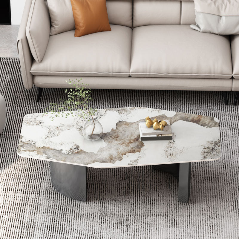 Abstract 1 Single Coffee Table Stone Top Geometric Cocktail Table