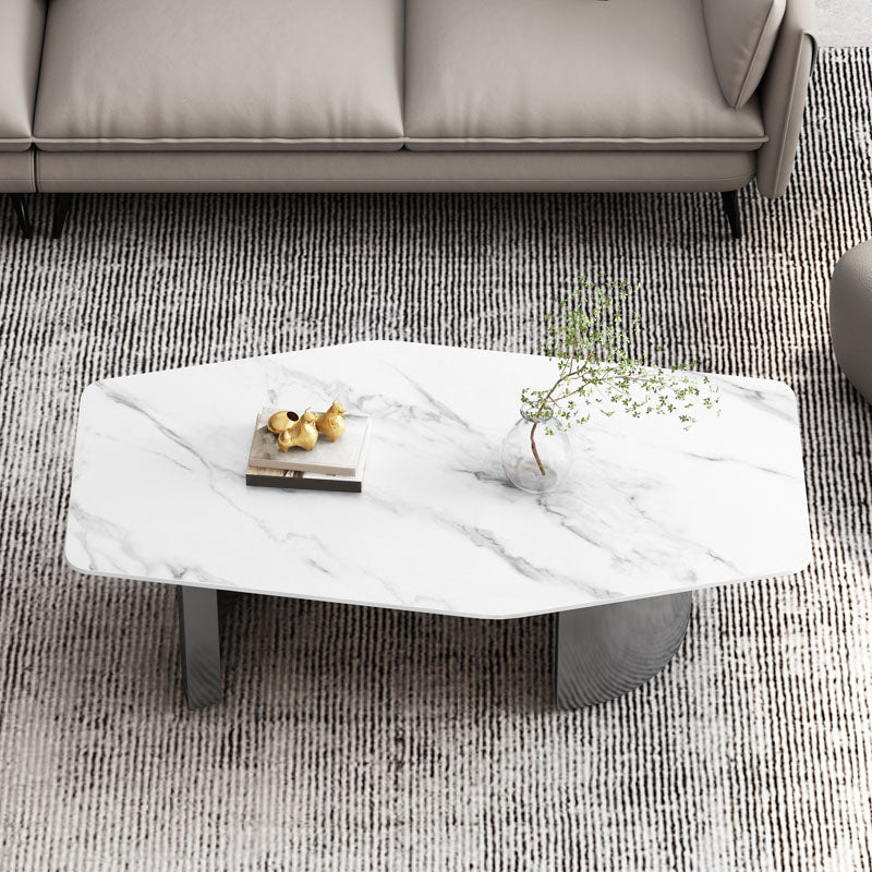 Abstract 1 Single Coffee Table Stone Top Geometric Cocktail Table