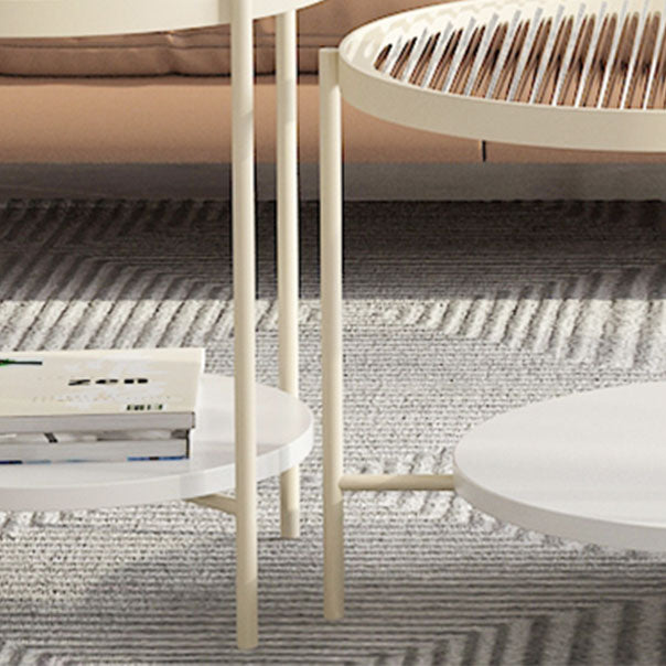 4 Legs Metal Coffee Table Shelf Included Oval Glass Top Cocktail Table