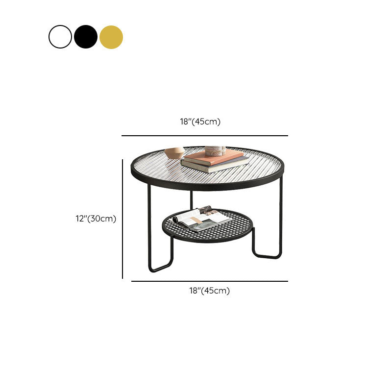 Frame Metal Coffee Table Shelf Included Round Single Cocktail Table