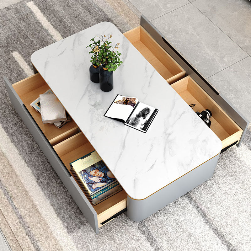 Block 1 Single Coffee Table with Drawers Modern Rectangular Cocktail Table