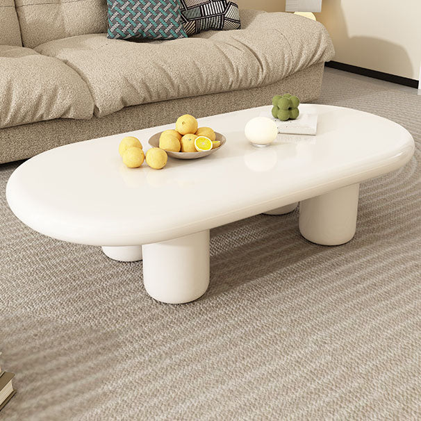Modern 4 Legs Cocktail Table Oval Engineered Wood Coffee Table - White