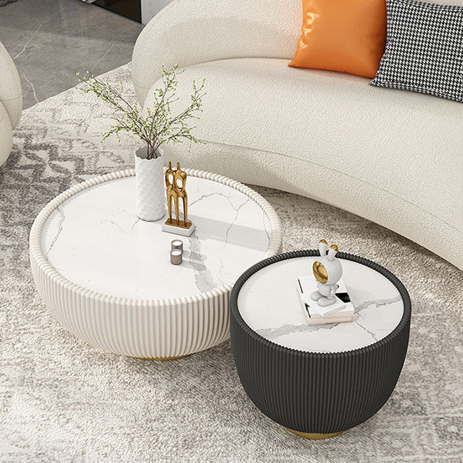 Modern Style Round Coffee Table Stone Top Coffee Cocktail Table