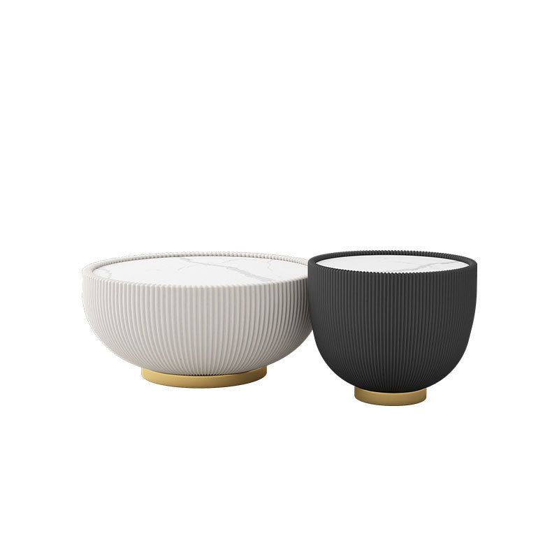 Modern Style Round Coffee Table Stone Top Coffee Cocktail Table