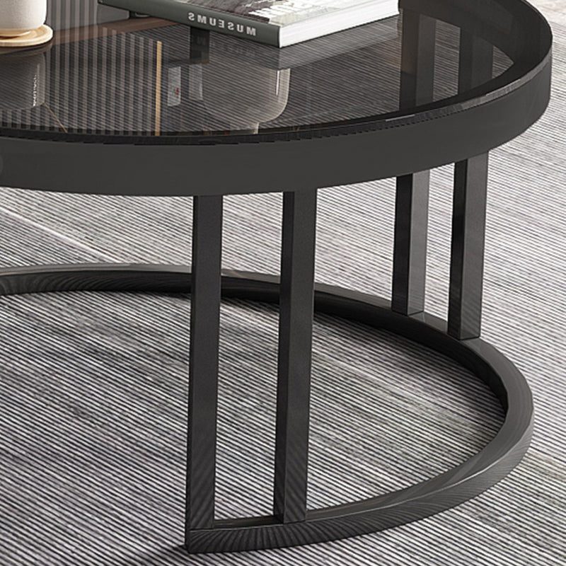 Round Nesting Coffee Table Set Frame Modern Storage Coffee Table