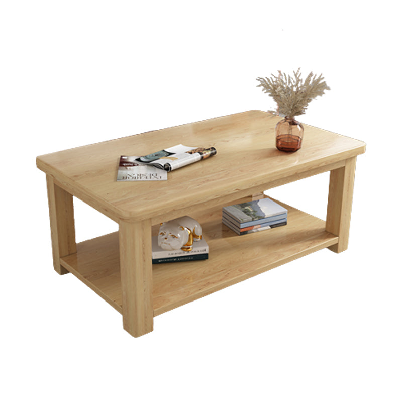 Contemporary Solid Wood Coffee Table Rectangle 4 Legs Coffee Cocktail Table