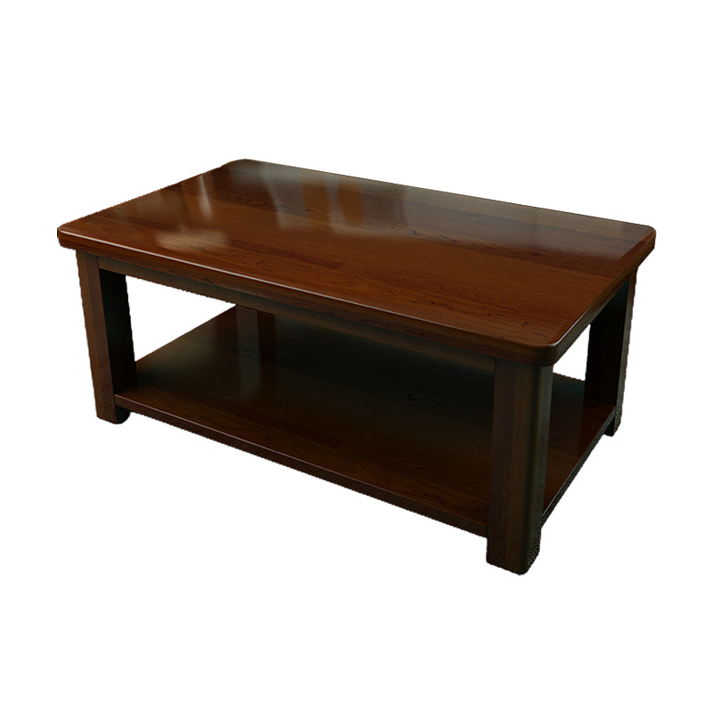 Contemporary Solid Wood Coffee Table Rectangle 4 Legs Coffee Cocktail Table