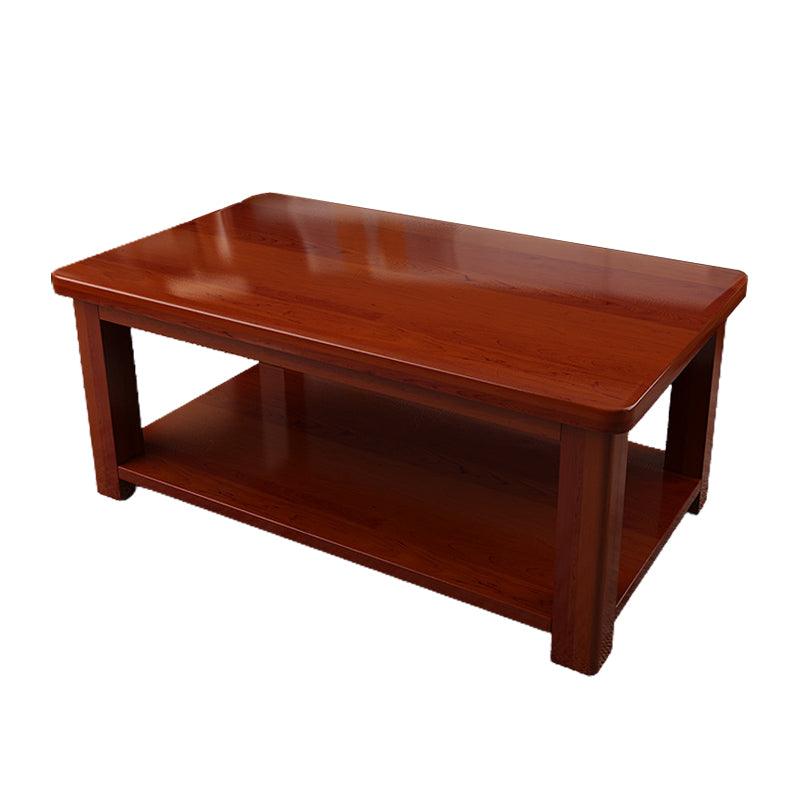 Contemporary Solid Wood Coffee Table Rectangle 4 Legs Coffee Cocktail Table