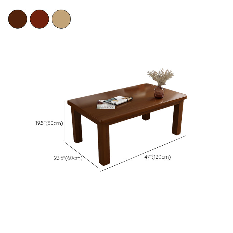 Contemporary Solid Wood Coffee Table Rectangle 4 Legs Coffee Cocktail Table