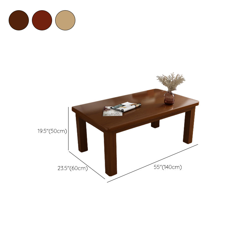 Contemporary Solid Wood Coffee Table Rectangle 4 Legs Coffee Cocktail Table