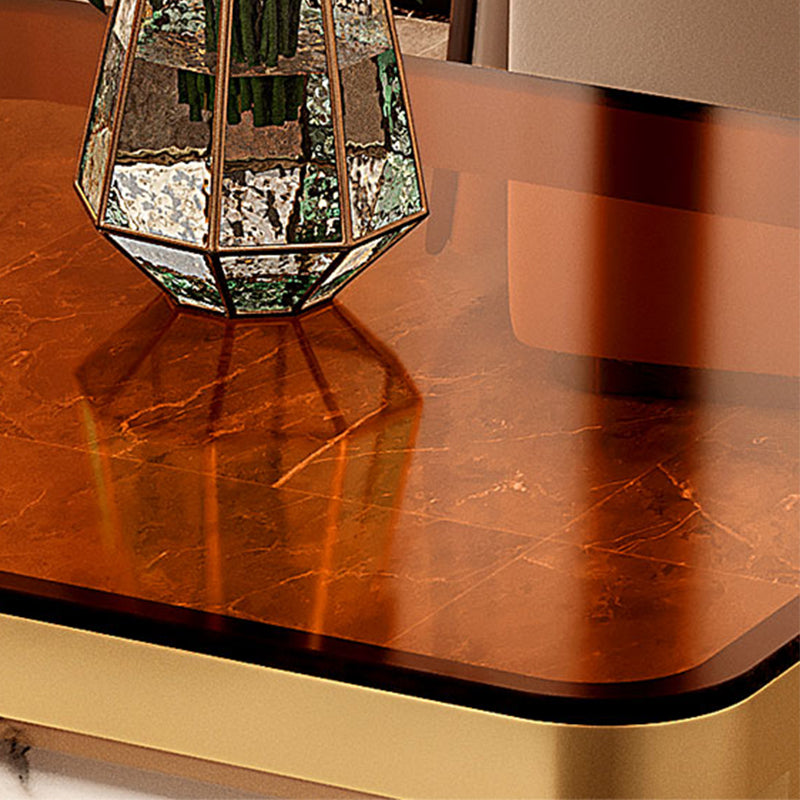 Glam Frame Coffee Table Slate/Glass Top Coffee Cocktail Table with Drawers