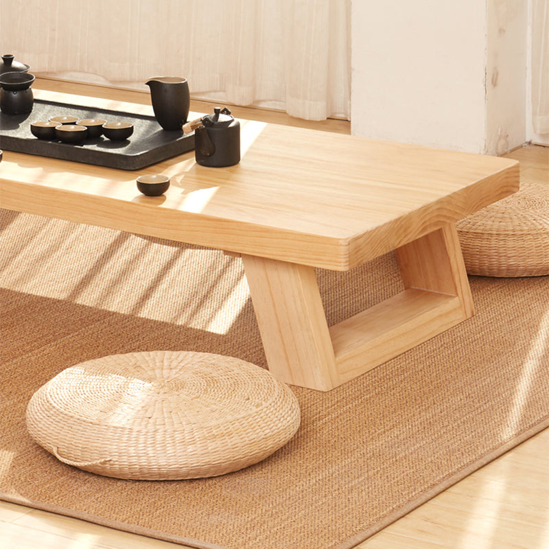 4 Legs Coffee Table Contemporary Rectangle Solid Wood Coffee Cocktail Table