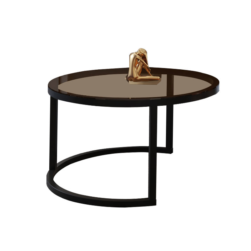 Modern 2 Nesting Coffee Table Set 31.5" W Glass & Wood Cocktail Table with Storage