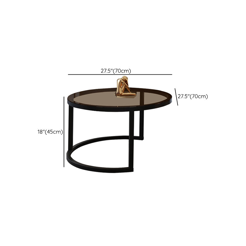 Modern 2 Nesting Coffee Table Set 31.5" W Glass & Wood Cocktail Table with Storage