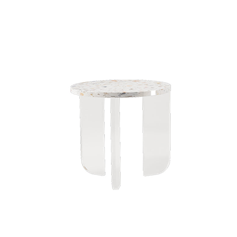 Round Terrazzo Coffee Cocktail Table Set with Acrylic/Ash Legs