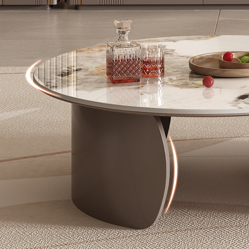 Round Coffee Table Slate Glam Nesting Coffee Table Set with Drawer