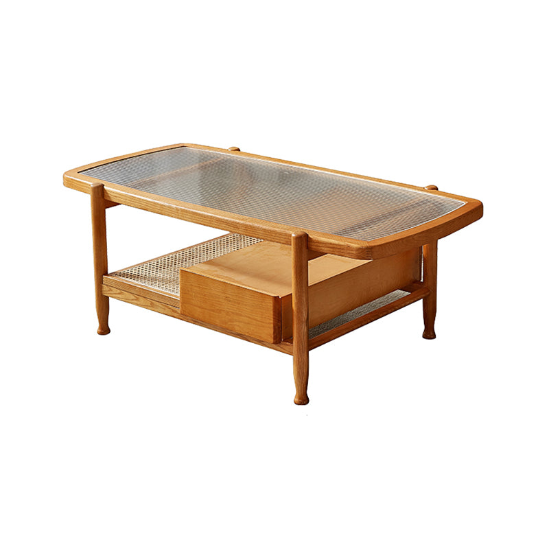 4 Legs Tropical Glass Coffee Table No Distressing Bunching Tables with Shelf