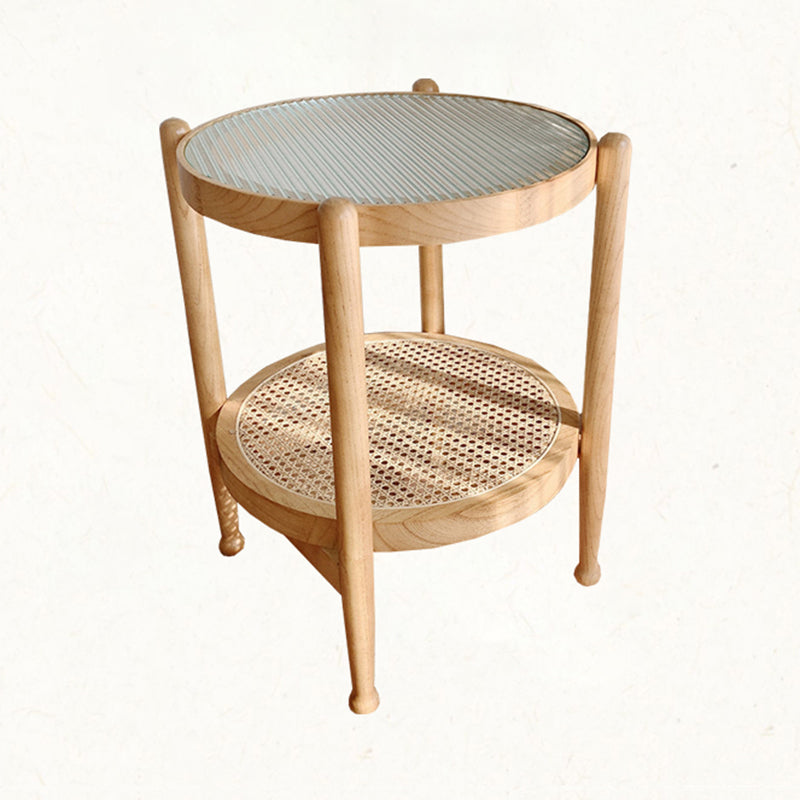 4 Legs Tropical Glass Coffee Table No Distressing Bunching Tables with Shelf