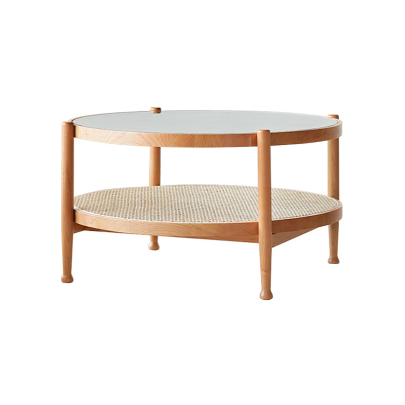 4 Legs Tropical Glass Coffee Table No Distressing Bunching Tables with Shelf