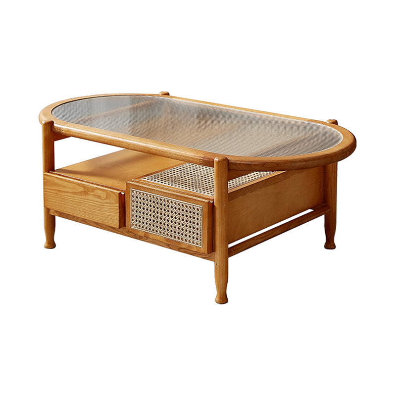 4 Legs Tropical Glass Coffee Table No Distressing Bunching Tables with Shelf