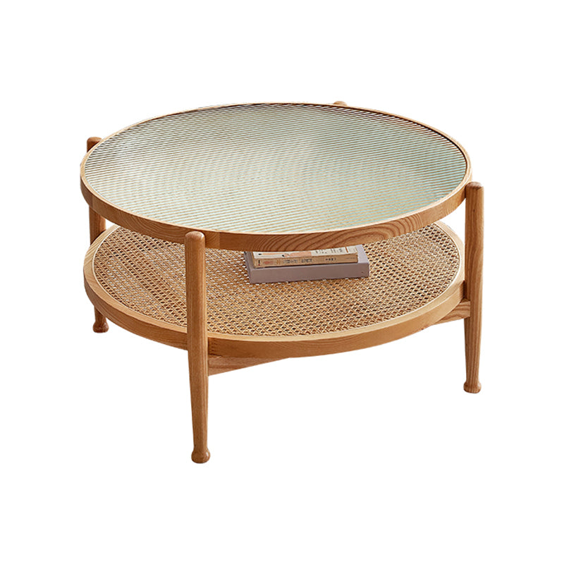 4 Legs Tropical Glass Coffee Table No Distressing Bunching Tables with Shelf