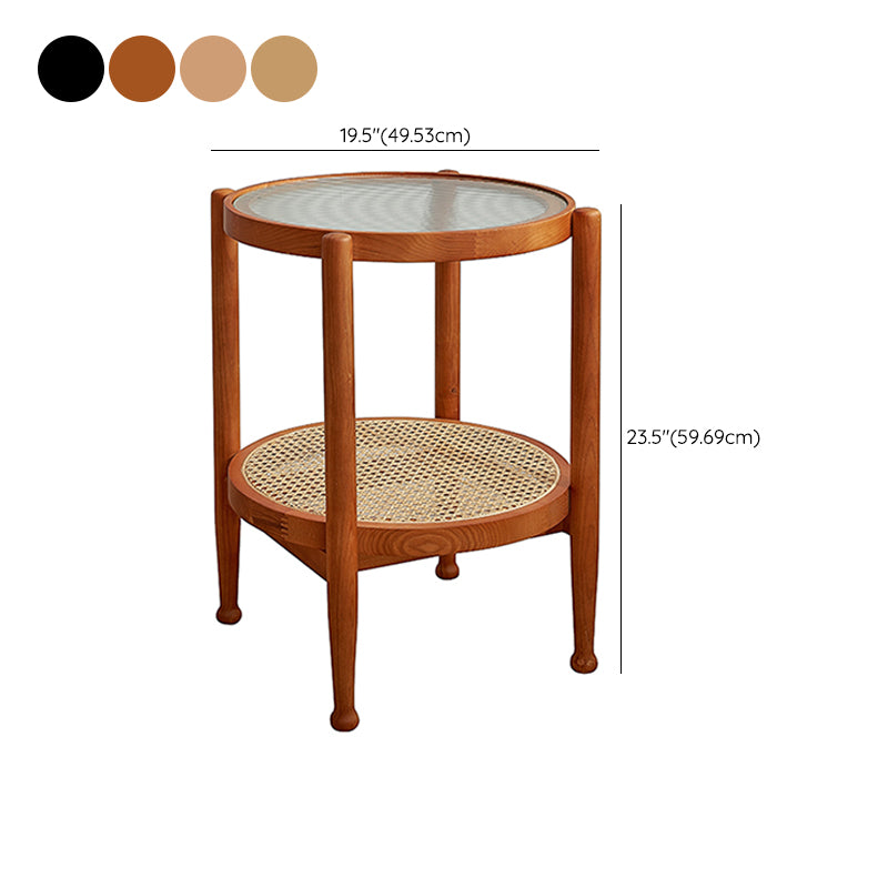 4 Legs Tropical Glass Coffee Table No Distressing Bunching Tables with Shelf