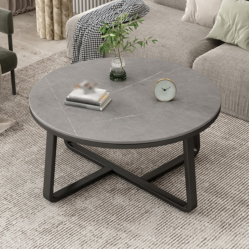 Slate and Metal Single Coffee Table Round Frame 1 Coffee Table