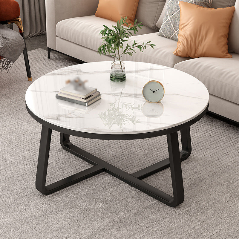 Slate and Metal Single Coffee Table Round Frame 1 Coffee Table