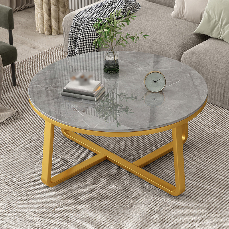 Slate and Metal Single Coffee Table Round Frame 1 Coffee Table